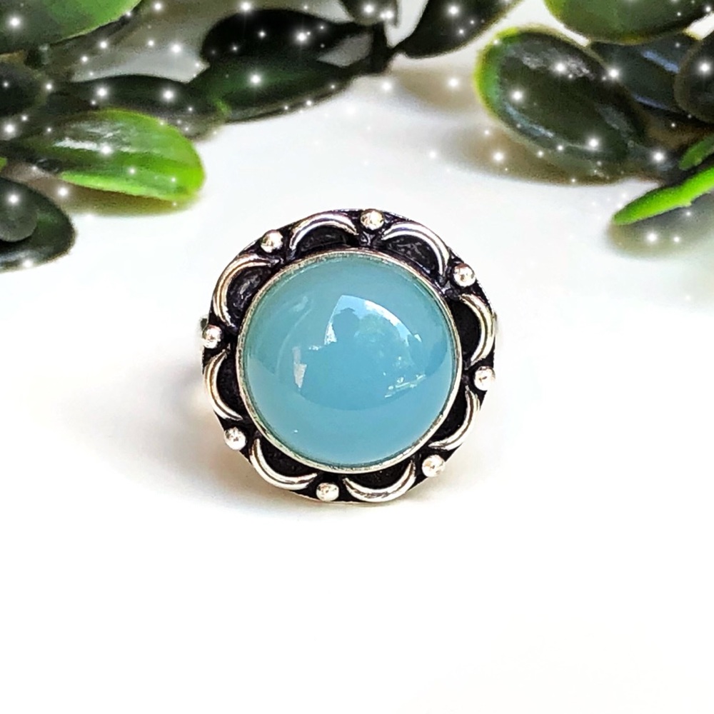 .925 Aqua Chalcedony Ring